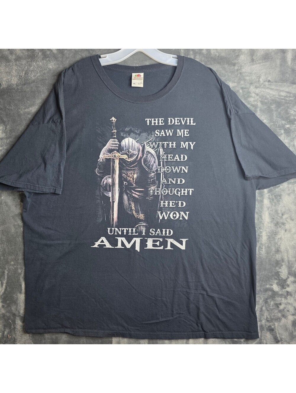 Vintage Knight Templar Christian Warrior T-Shirt The Devil Saw Me with Mens 3XL